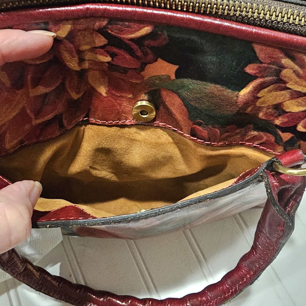 Patricia Nash Paris Leather Floral Crossbody Satchel - Picture 6 of 11